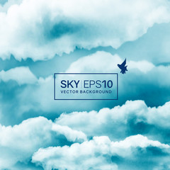 Wall Mural - watercolor blue and white sky