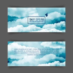 Wall Mural - watercolor blue and white sky