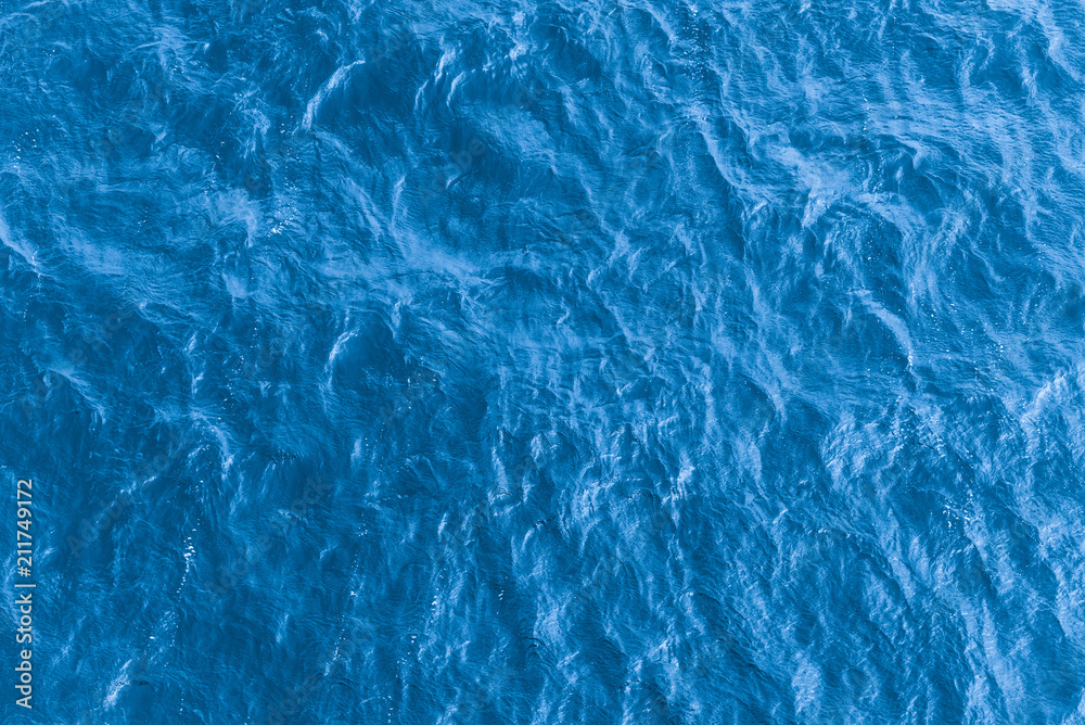 Beautiful sea background - blue water surface with small ripples, top ...