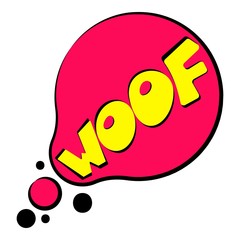 Poster - Woof sound effect speech bubble icon. Cartoon illustration of woof sound effect speech bubble vector icon for web design