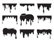 Illustrations of various dripping black paint. Vector pictures of splashes