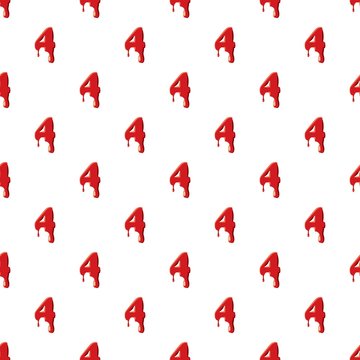 Four number isolated on white background. Red bloody four number vector illustration
