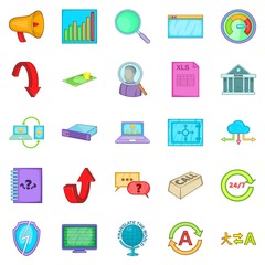 Poster - Shipping business icons set. Cartoon set of 25 shipping business icons for web isolated on white background