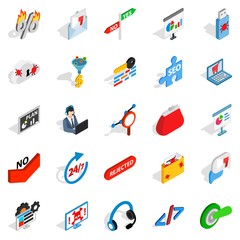 Wall Mural - Analytics icons set. Isometric set of 25 analytics vector icons for web isolated on white background
