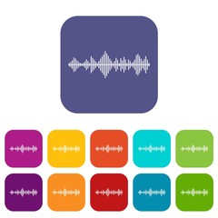 Poster - Musical pulse icons set vector illustration in flat style in colors red, blue, green, and other