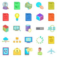 Poster - Server icons set. Cartoon set of 25 server vector icons for web isolated on white background