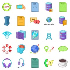 Poster - Data center icons set. Cartoon set of 25 data center vector icons for web isolated on white background