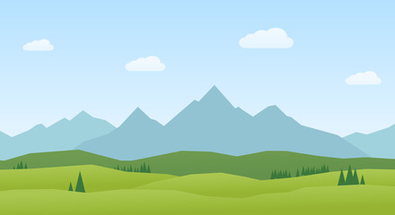 Wall Mural - Vector Landscape mountains and hills flat design