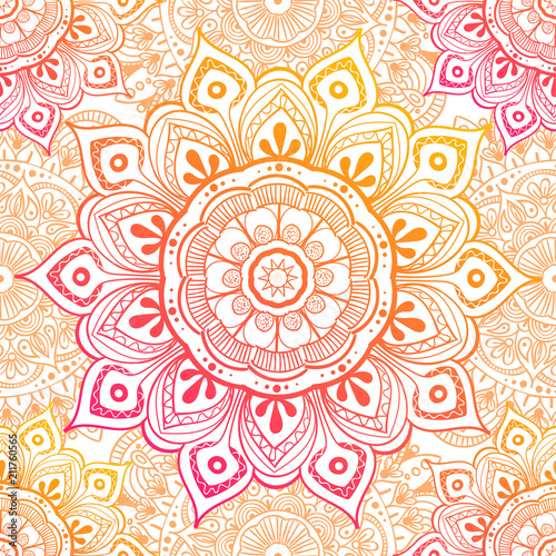 Fotografia Seamless ethnic pattern with floral motives