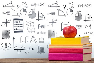 Poster - Apple with books on wooden table