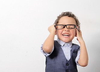 Wall Mural - little boy laughing stock photo