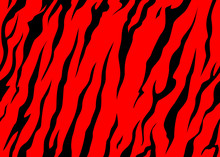 Stripe Animal Jungle Tiger Fur Texture Pattern Seamless Repeating Red Black