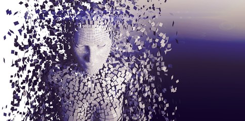 Poster - Composite gray pixelated 3d female