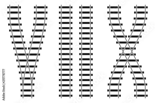 Fotografía Railway train road rails constructor elements vector illustration