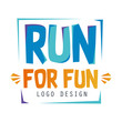 © topvectors - Run for fun logo design, inspirational and motivational slogan for running poster, card, decoration banner, print, badge, sticker vector Illustration