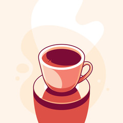 Poster - Vector illustration in trendy flat linear minimal style  - coffee cup