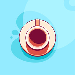 Poster - Vector illustration in trendy flat linear minimal style  - coffee cup