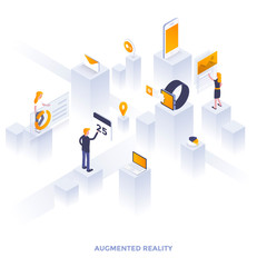 Poster - flat color modern isometric illustration design - augmented reality