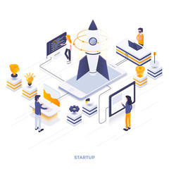 Poster - flat color modern isometric illustration design - startup