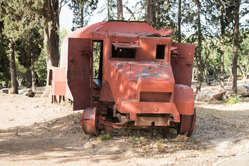 The remains  of the defeated fighting vehicles of the Hagana - the IDF - ambushed during the War of Independence near the village of Netiv HaShayara in Israel