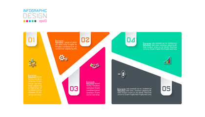 Bar labels infographic with 5 steps.