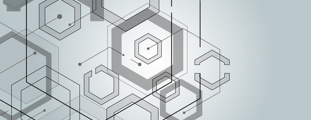 Poster - Abstract geometric background with gexagon shapes