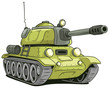 Cartoon olive military army large tank vector icon