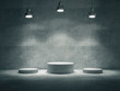 Pedestal for display,Platform for design,Blank product stand with lamp light spot .3D rendering.