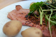 Gammon Steak, Chard and Potatoes Closeup