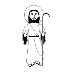 Poster - Jesuschrist with stick cartoon vector illustration graphic design