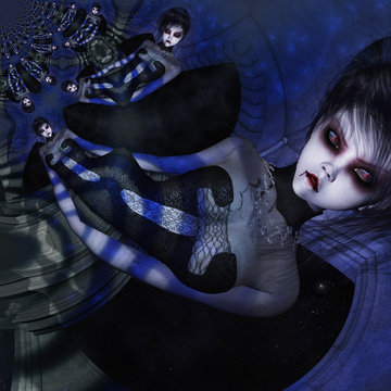 Digital Illustration of a gothic Female; digital Model