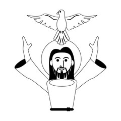 Wall Mural - Jesuschrist with dove cartoon vector illustration graphic design