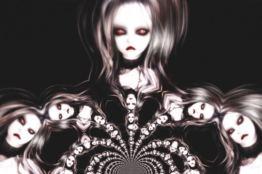 Digital Illustration of a gothic Female; digital Model