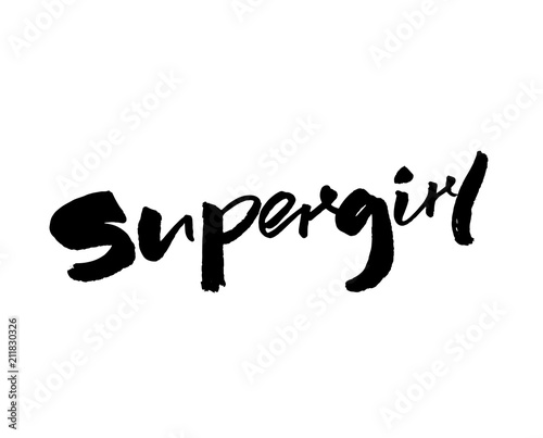 Supergirl - handwritten with brush and ink word Tableau sur Toile
