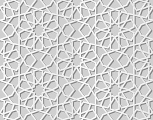 Canvas Print - 3D white paper art Islamic geometry cross pattern seamless background