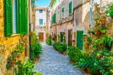 Fototapeta Uliczki - View of a narrow street in the spanish town Valldemossa at Mallorca