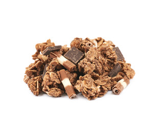 Wall Mural - Pile of chocolate muesli isolated