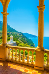 Poster - View of a white temple situated at Son Marroig, former mansion of Archduke Luis Salvado, at Mallorca, Spain