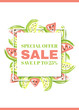 © solar_ek - Sale poster template with hand drawn slices of kiwi and watermelon.