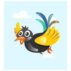 Canvas Print - cute little colorful bird mascot cartoon character