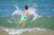 © Vsl - Happy little boy run play with waves on beach of Mediterranean