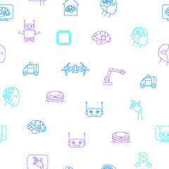 Sticker - Artificial Intelligence Seamless Pattern Background. Vector