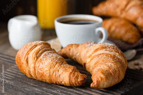Fotomural Croissants, coffee and orange juice