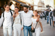 © puhhha - Happy People. Friends Walking On Street