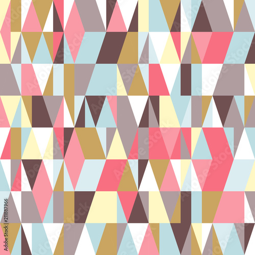 Obraz w ramie Colorful triangle tiles seamless pattern, vector background.