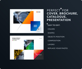 Wall Mural - square design presentation template with colourful rectangles shadows. abstract vector set of modern