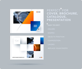 Wall Mural - square design presentation template with colourful rectangles shadows. abstract vector set of modern