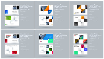 Wall Mural - square design presentation template with colourful rectangles shadows. abstract vector set of modern