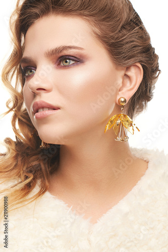 Close Up Portrait Of A Young Fair Haired Lady With One Sided