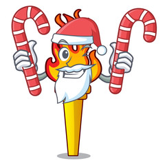 Wall Mural - Santa with candy torch mascot cartoon style